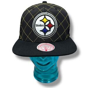 Mitchell & Ness Pittsburgh Steelers Quilted Taslan Snapback‎ Hat Men's Black Cap